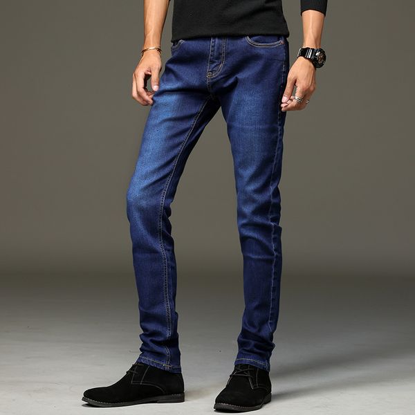 

new business jeans men direct straight autumn men's trouses denim p ants blue lightweight elastic yong man jeans