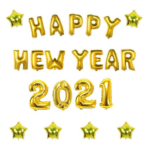 

party decoration figure 2021 foil happy year letter balloons banners number air balloon merry christmas decor