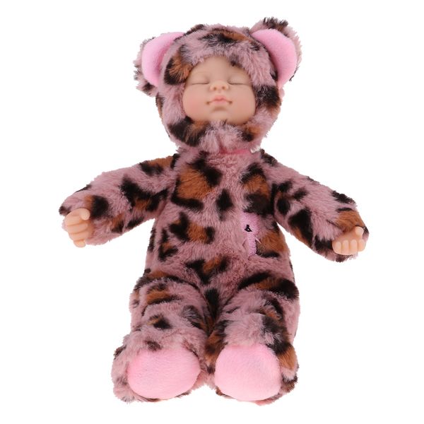 

25см виниловые плюшевые животных sleeping baby doll в розовый leopard дети играют в companion