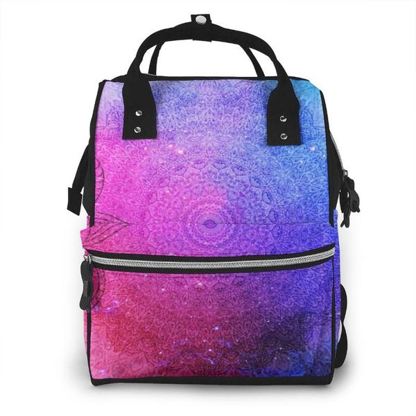 

mummy bag red and blue mandala nappy backpack large capacity stroller bag mom baby multi-function waterproof diaper