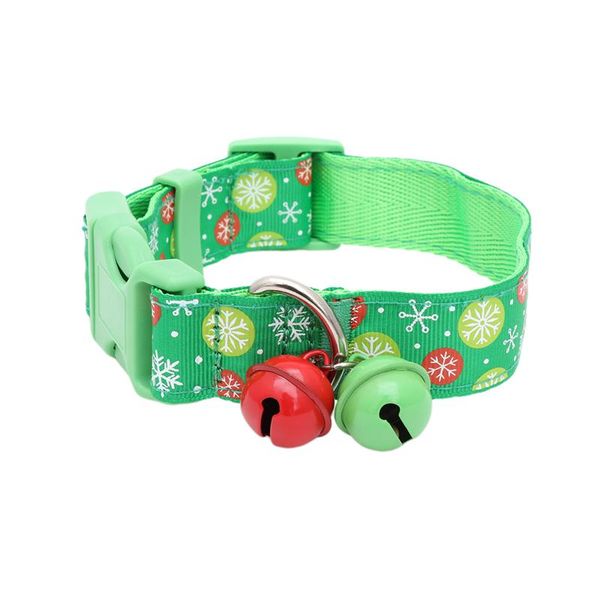 

1pc pet bell collar christmas style dog collar for pet cat dogs puppy green snowflake pattern dog pendant supplies