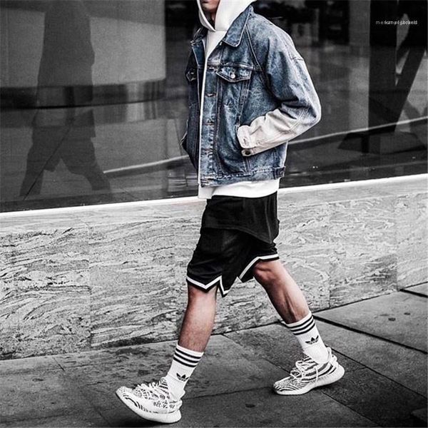 

length pants male clothing mens designer sport shorts fashion relaxed striped solid color shorts casual loose knee, White;black