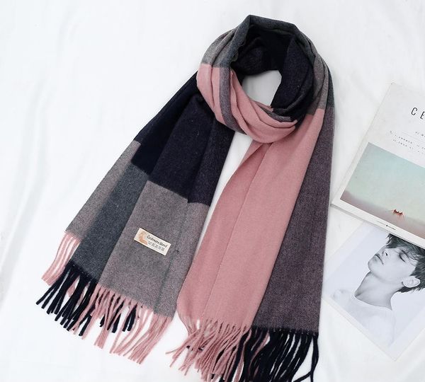 

autumn and winter wool plaid ladies scarf fashion wild oversized thick long shawl cashmere scarf dual-use winter, Blue;gray