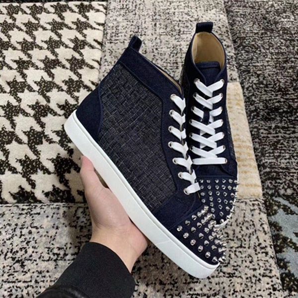 

luxury designer sneakers high-black spikes breathable casual flat red bottom men women trainers outdoor walking shoes size 35-46