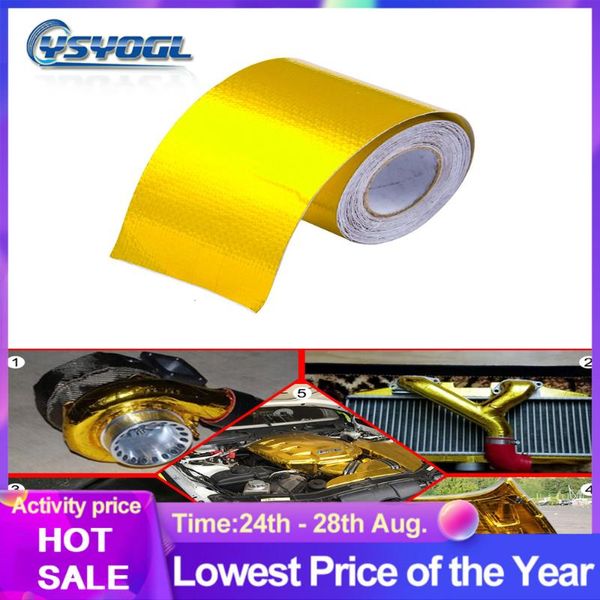 

gold heat wrap exhaust tape thermal air intake insulation shield reflective heat barrier self adhesive engine 2 inch 5/9/10m