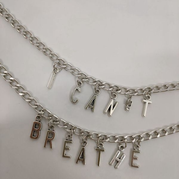 

i can't breathe necklace anti-racial discrimination necklace, Silver