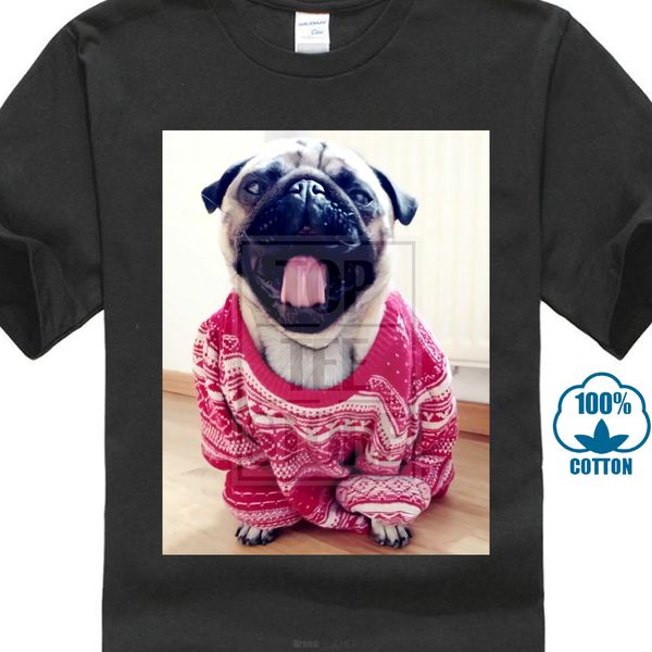 

pug christmas jumper funny novelty men women t shirt male battery funny cotton