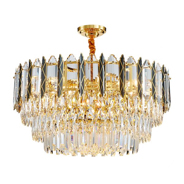 

luxury gold crystal chandelier lighting for dining room round rectangle hanging light fixtures modern indoor crystal chandeliers