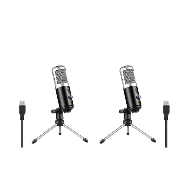 

2x usb конденсаторный микрофон для портативных пк настольный компьютер студия звукозаписи