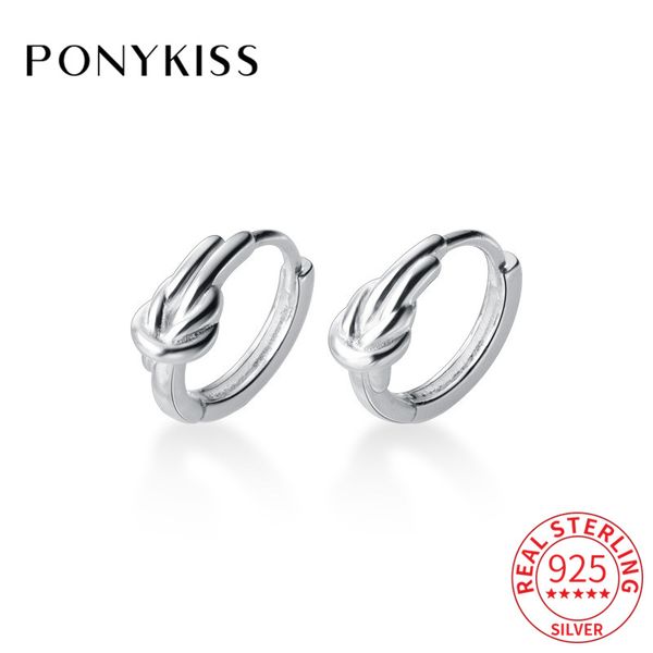 

hoop & huggie ponykiss classic s925 sterling silver knot irregular minimlist earrings for women party fine jewelry accessories chic gift, Golden;silver