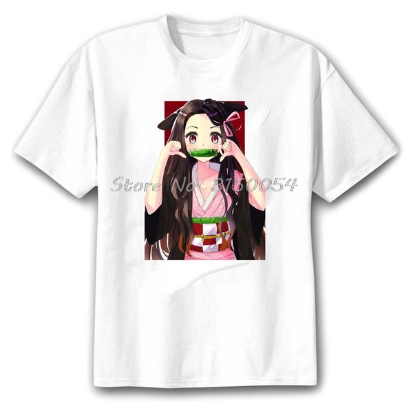 

anime print demon slayer kawaii kamado nezuko harajuku man summer t-shirt casual tee men cotton tshirt