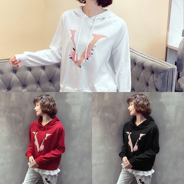 

european autumn new women's clothing 2020 fake two-piece stitching embroidery sweater sweaterwestern style casual slimming hooded sweat, Black