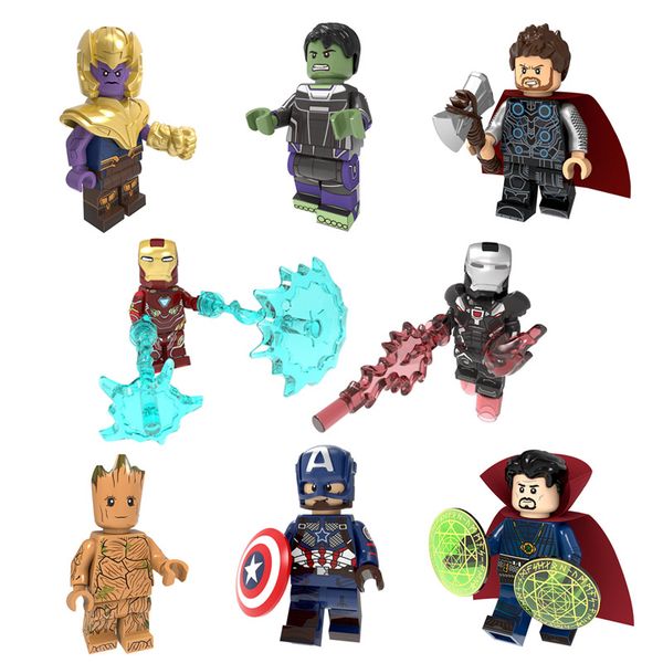 

avengers super hero mini toy figure thor thanos captain america iron man war machine hulk tree man groot doctor strange building block