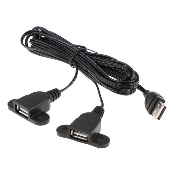 

usb male to dual female cable lead adapter connector splitter + screw mount