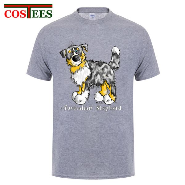 

kawaii австралийская овчарка топы тис собаки printed мужчины футболки прекрасные trippy собак t-shirt cute summer стиль new men хлопок майки