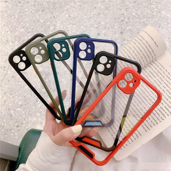 

transparent camera protection phone case for iphone 11 pro x xr xs max se 2020 7 8 plus solid color hard pc back cover