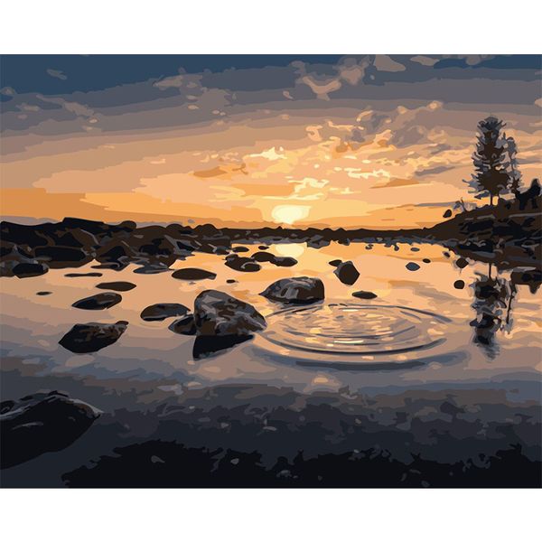 

creative diy paint by numbers oil canvas painting landscape of sunrise for wall decorations
