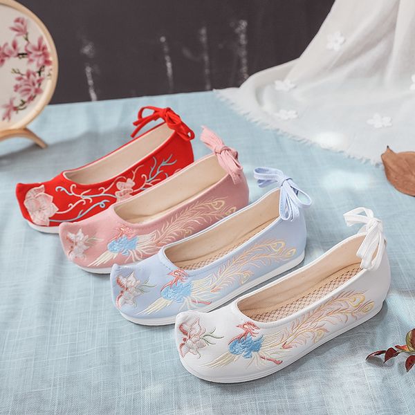 

han clothing shoes antique shoes raised women's ancient costume costume embroidered flat cloth, Black