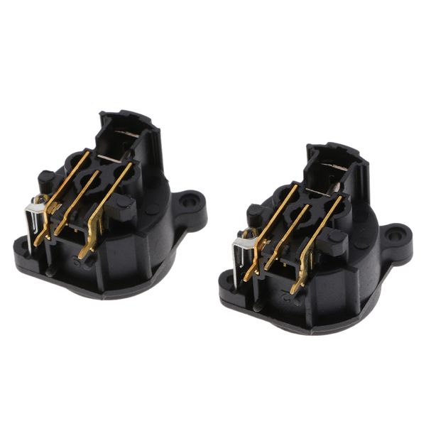 

2pcs 3pin xlr female socket mount audio mic connector gold bend pin accessories