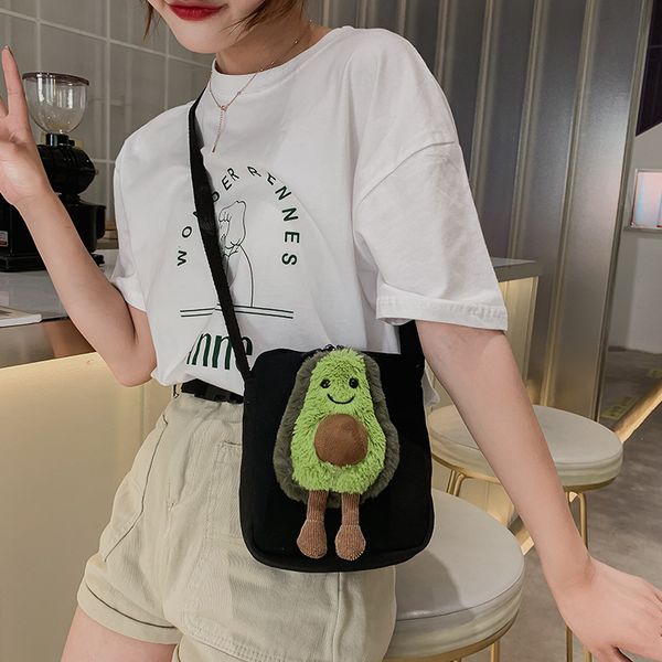 

m432 japanese fresh avocado canvas bag for women individual small messenger bags