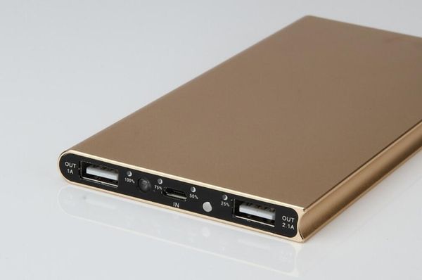 

metal slim power bank 20000mah portable mobile battery backup charger 2 usb ports emergency charger for all smart phone