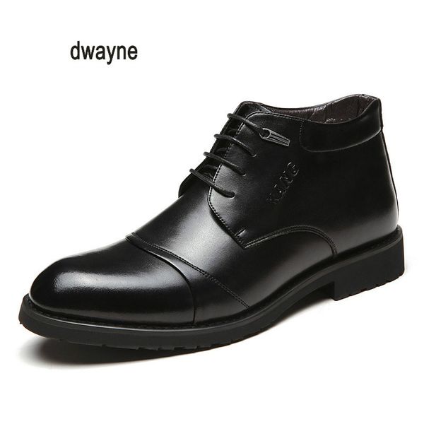 

dwayne new handmade men leather winter boots warm snow men boots ankle for business dress shoes, Black
