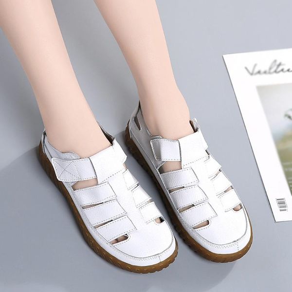 

женские сандалии 2020 мода ретро сплошной цвет обувь женщины открытый пляж сандалии дамы плоские ботинки вскользь soft # 5,26, Black