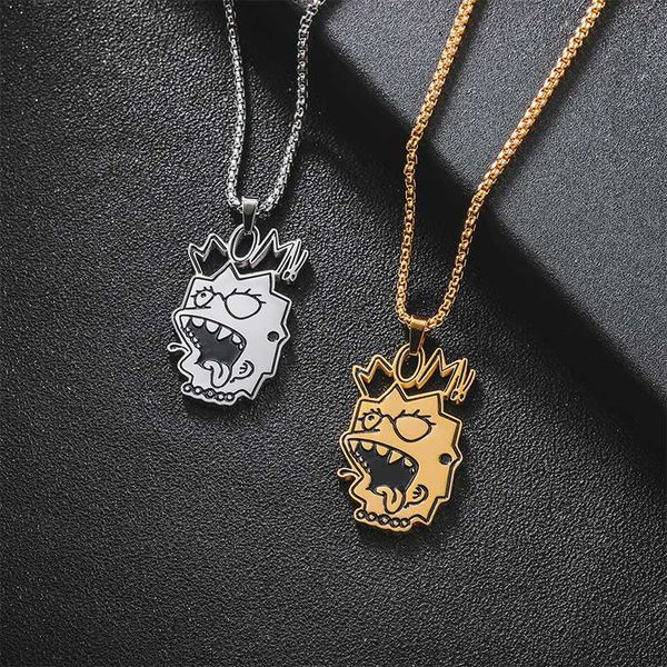 

necklace men's hip hop pendant necklace jewelry on the neck stainless steel chain for women hyperbole funny pendant, Silver