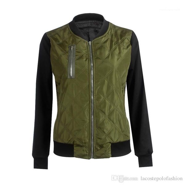 

color add cotton coats zipper fly donna casual clothes womens designer patchwork jacket fashion contrast, Black;brown
