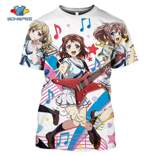

anime cute girl bang dream 3d summer 3d print shirts hippie horror hentai men clothing