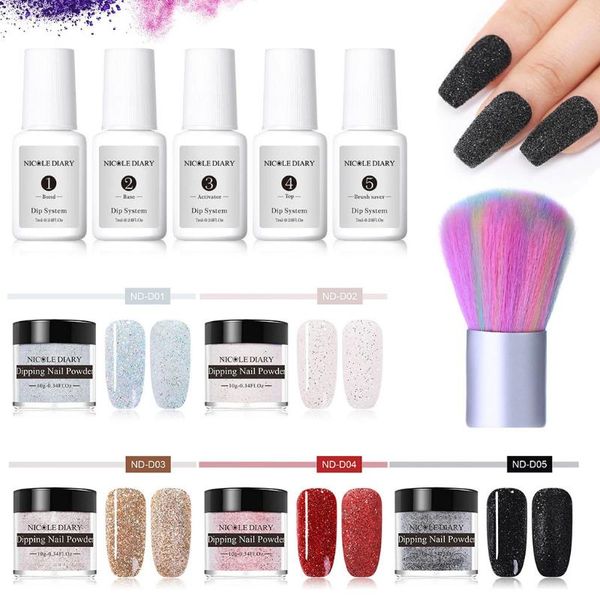 

neon pigment nail glitter dipping powder dust gradient glitter luminous nail powder set 7ml sequins dust decorations, Silver;gold