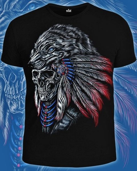 

shaman shirt glows in blacklight uv reactive psychedelic goa festival skull tee