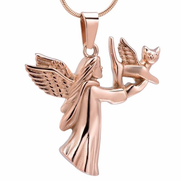 

chains ijd10036 stainless steel pet cremation for ashes urn angel fairy hold cat/dog memorial necklace keepsake jewelry, Silver