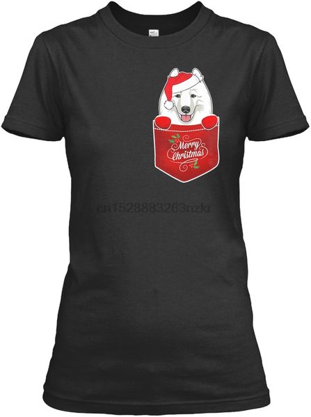 

men t shirt samoyed with santa hat in pockett dog lo women t-shirt