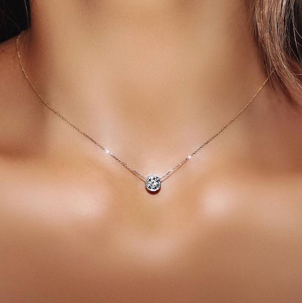 

necklaces & pendants jewelry for women silver color rose gold chain jewellery heart necklace cubic zirconia gift n388