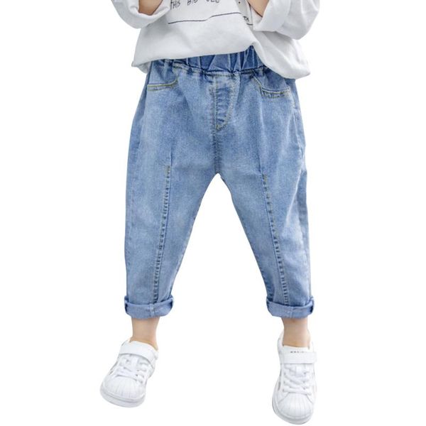 

jeans baby girl solid color girl's casual style kids mid wiat children's clothes, Blue