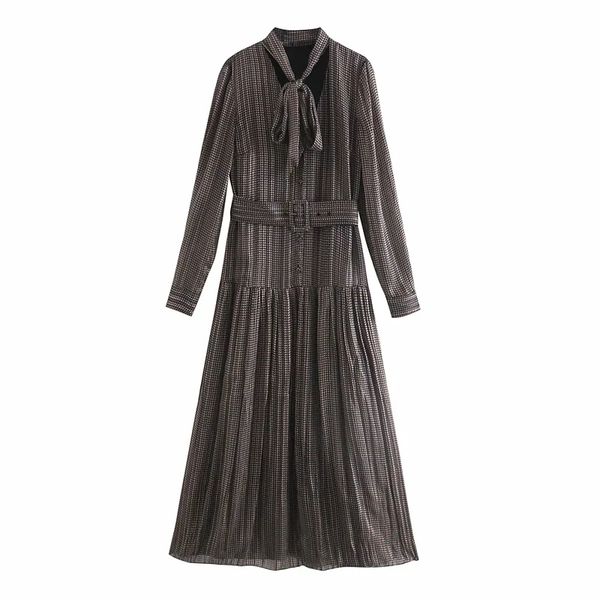 

2020 long sleeve designer women dresses clothing a line the new fall women's dress is slimming and comes with a belt print dress, Black;gray