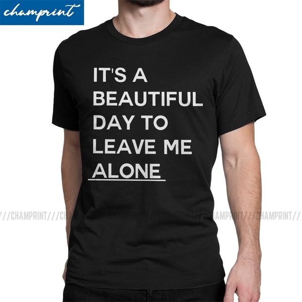 

мужчины t-shirt leave me alone интроверт смешной 100% хлопок тройники с коротким рукавом рубашки вокруг шеи одежда unique