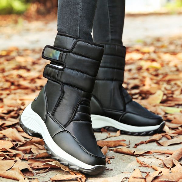 

2020 women snow boots platform winter boots thick plush waterproof non-slip boots fashion women winter shoes warm, Black
