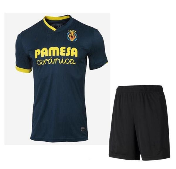 

men shirt+short 20 21 villarreal cf running shirts 2020 2021 s.cazorla away man islandia t-shirt customize name number, Black;blue