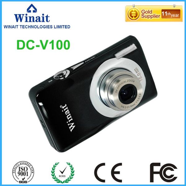 

max 15mp 5x optical zoom mini camera 2.7" pc/usb output camera dc-v100 eis hdv camcorder with face&smile detection