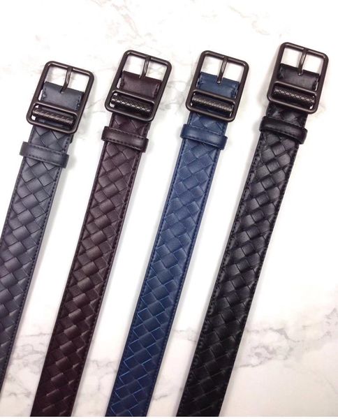 

mens braided black leather belt luxury designer woven belts vintage weave belts business new with box, Black;brown