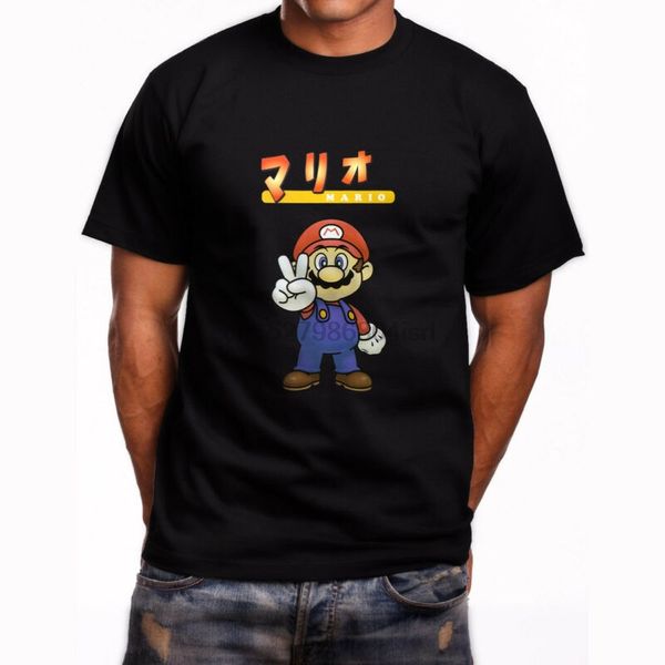 

super smash bros 64 japan mario short sleeve mens black t-shirt size s to 5xl