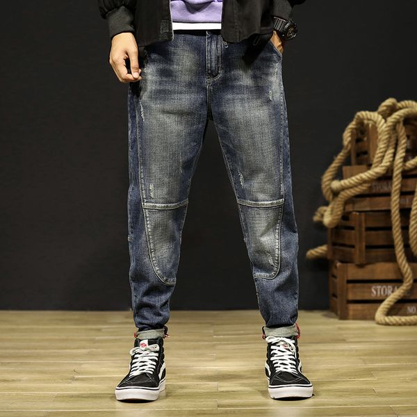 

2020 casual jeans men's loose plus size pants spring and autumn small feet stretch men's harem pants brand clothing, Blue