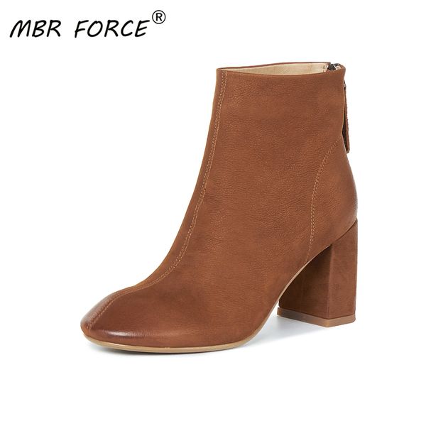 

mbr force 2020 new fashion cowhide ankle boots women warm booties for woman ladies boots shoes large size 34-42 casual office, Black