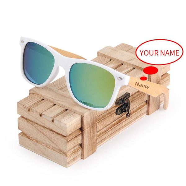 

polaroid bamboo personalized customized sunglasses women vintage sun glasses men brand sunglasses oculos feminino dropshipping, White;black