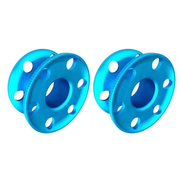 

pack 2 small blue aluminum alloy scuba diving dive wreck finger reel spool
