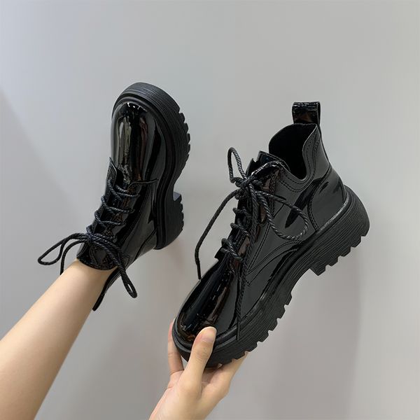 

зимние сапоги lady обувь пинетки женщина 2020 низкий каблук круглый toe boots-женщины роскошная узелок лолита rock осень черный, Black