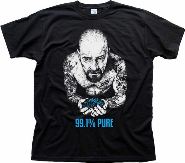 

2019 men t-shirt fashion 100% cotton men clothing breaking bad tattooed walter white 99.1 pure black tee shirt