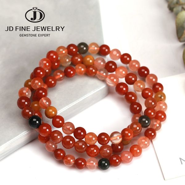 

jd natural stone red lucky quartz bracelets bangles for women healing reiki om 6mm mala bead lucky meditation 3x wrap bracelet, Golden;silver